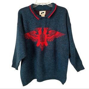 3/$20 💥 JP Knits Vintage Sweater Embroidered Double Headed Eagle Collared USA